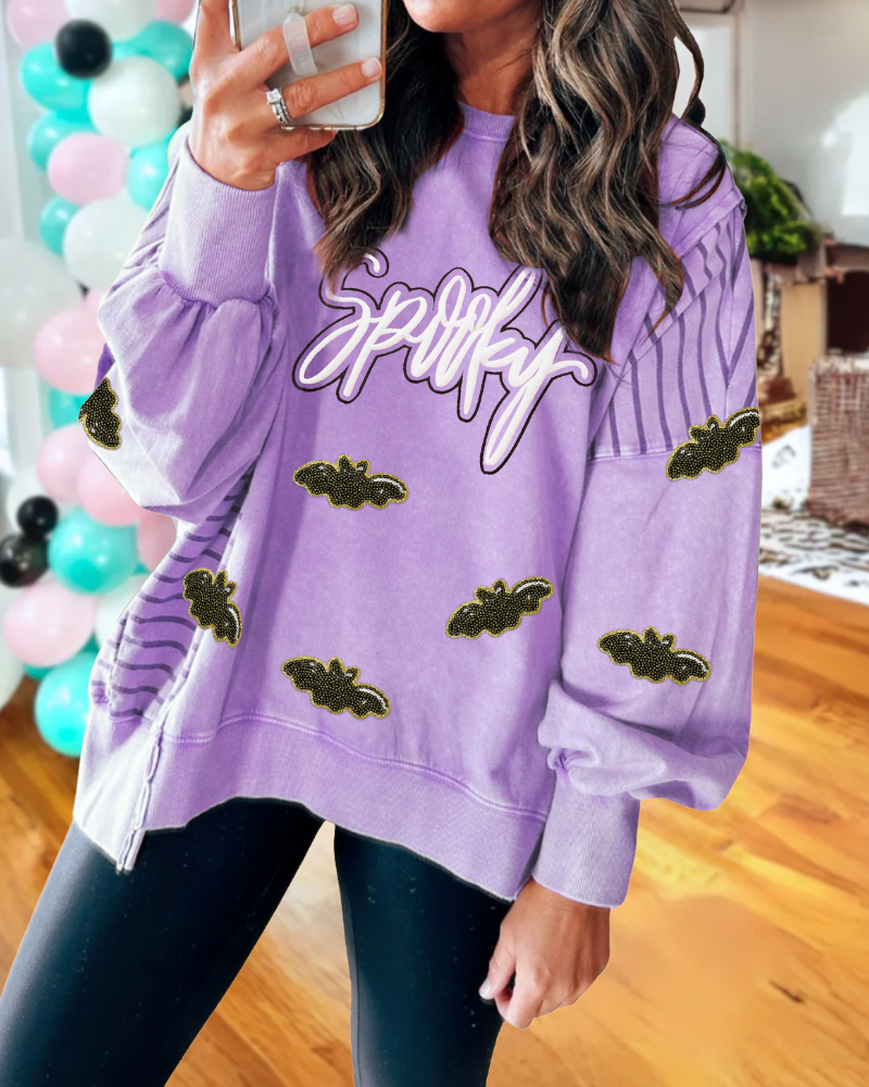 Spooky Bat Sequin Sweatshirt