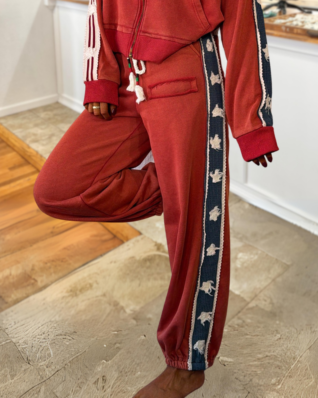 Star Appliqué Patchwork Athletic Pants
