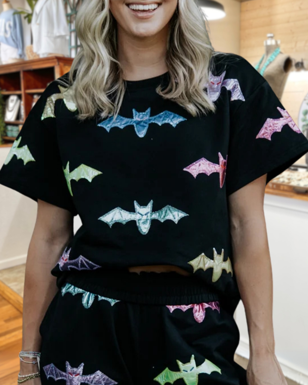Colorful Bat Sequin T-shirt