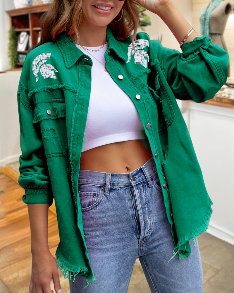 Spartans Sequined Raw-Trimmed Jacket