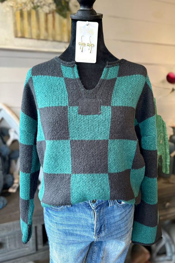 Checkerboard pullover sales