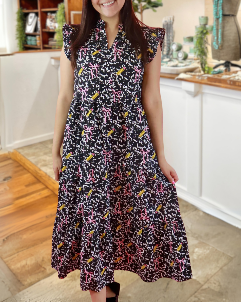 Stylish Bow Pencil Texture Dress