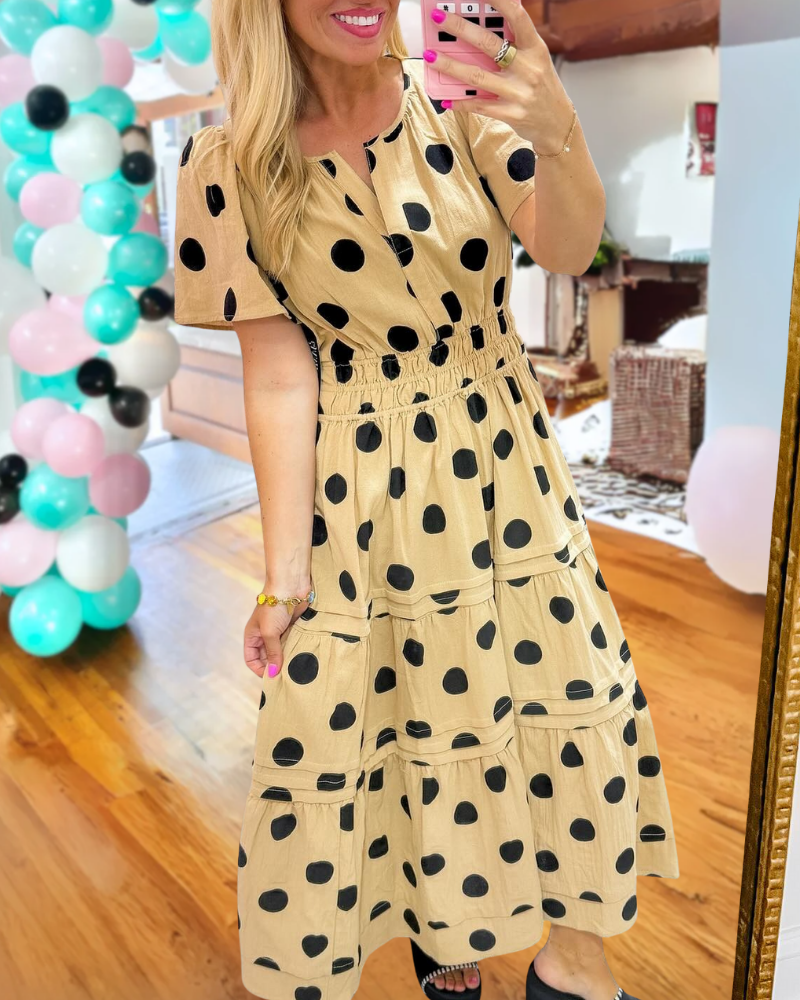 Colette Tie Neck Polka Dot Dress