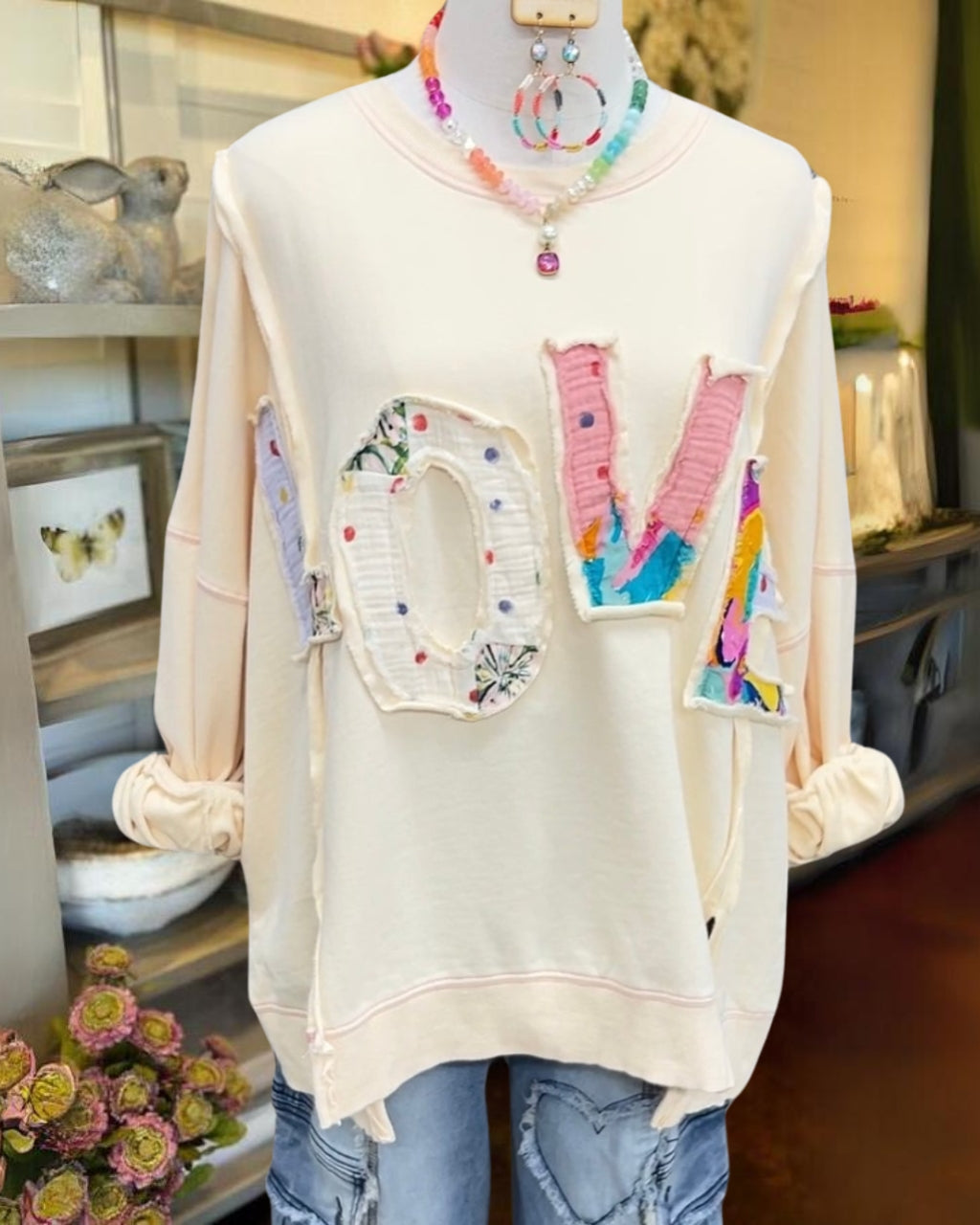 Colorful LOVE Patch Sweatshirt