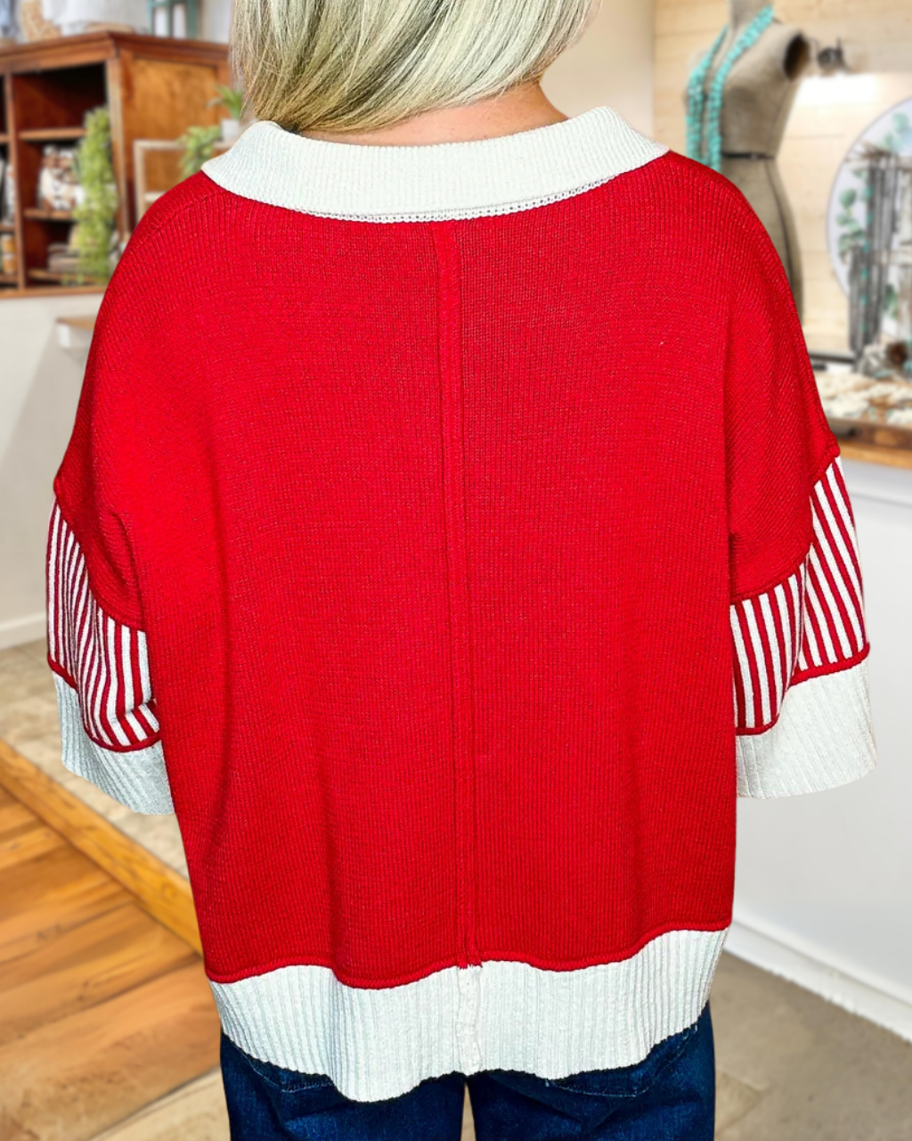 Loose Fit Color Block Striped Top