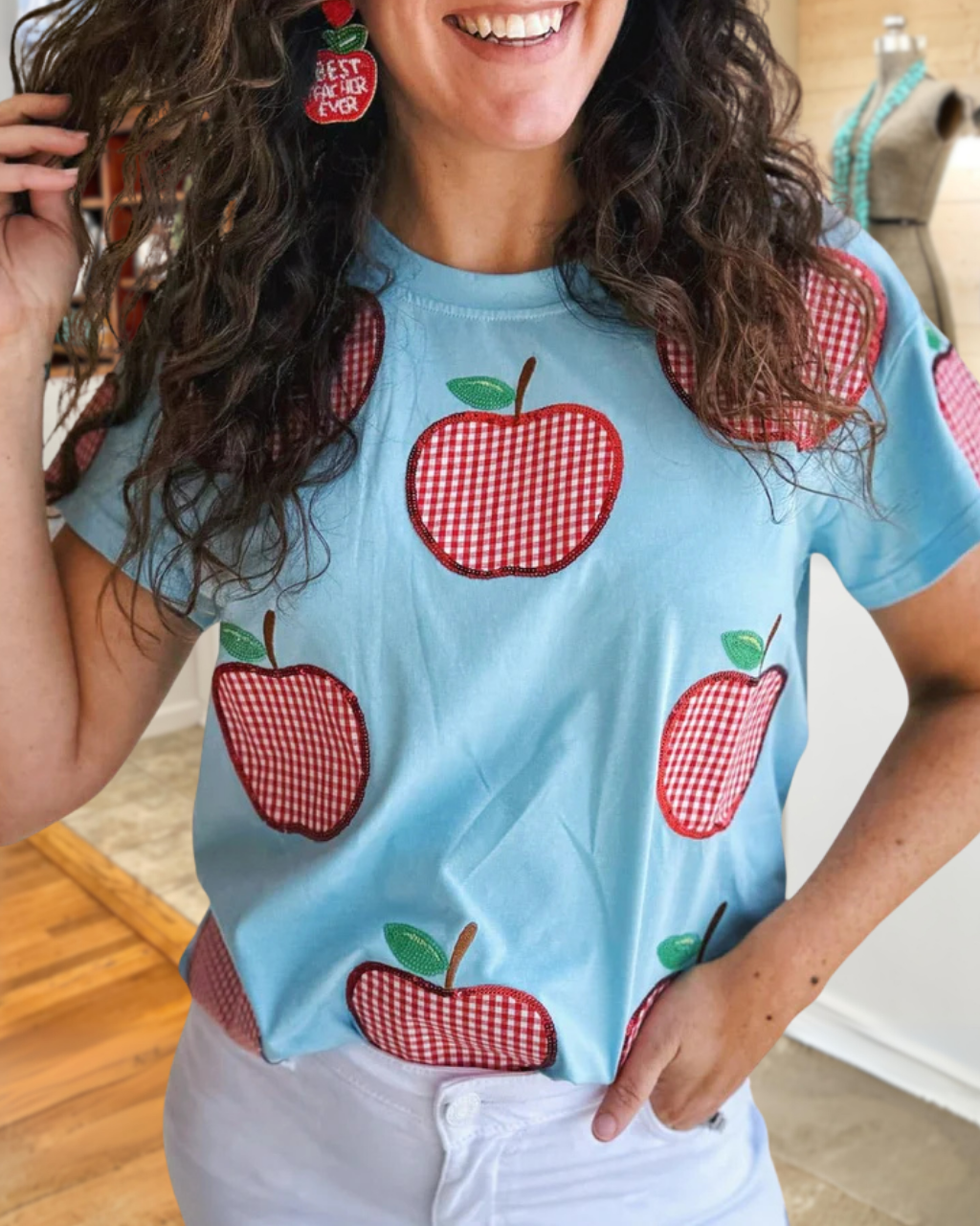 Apple Plaid Sequined Tee