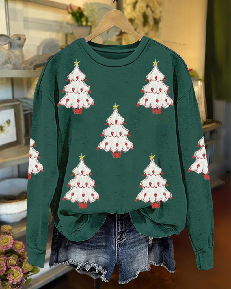 Christmas Holiday Embroidered Patch Sweatshirt