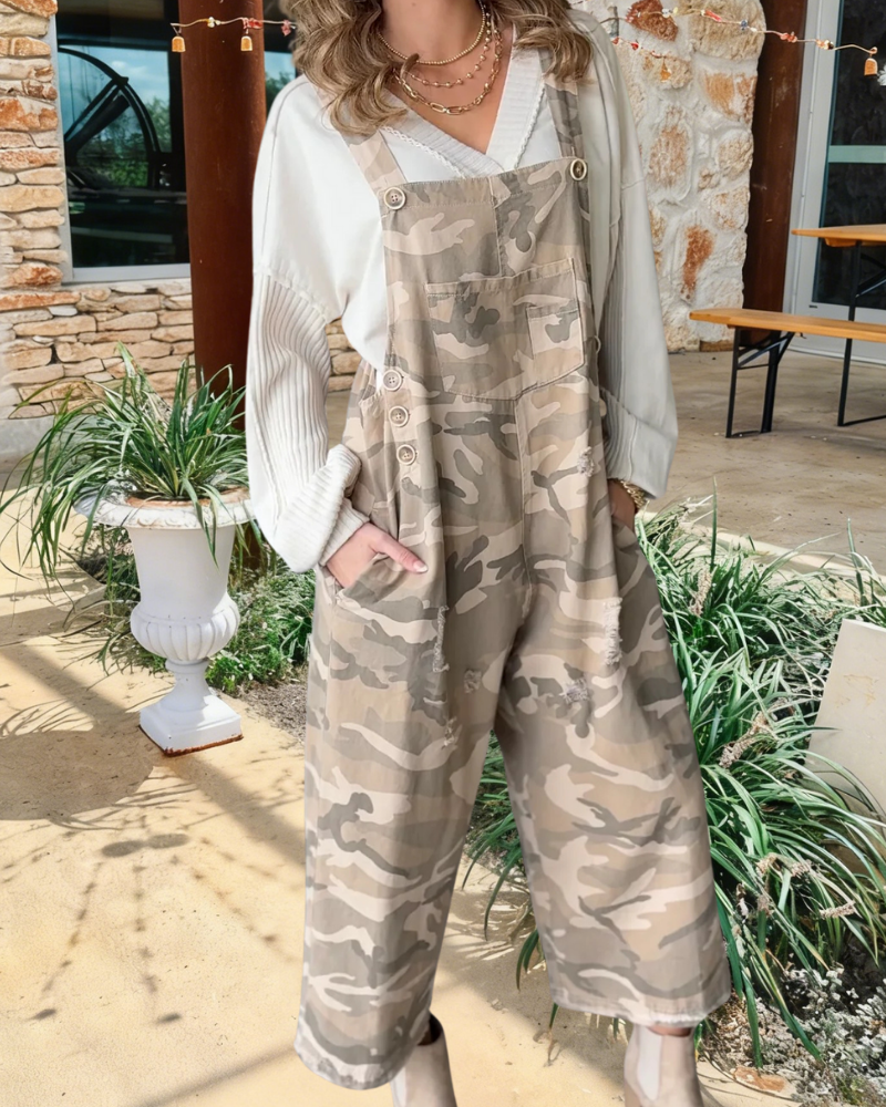 Casual Stylish Camouflage Overalls