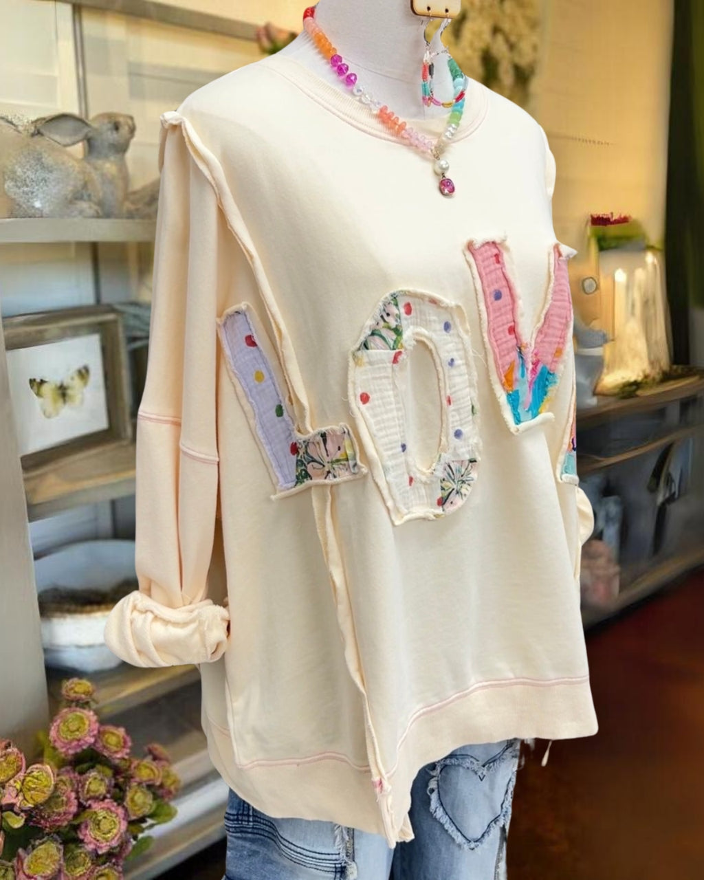 Colorful LOVE Patch Sweatshirt