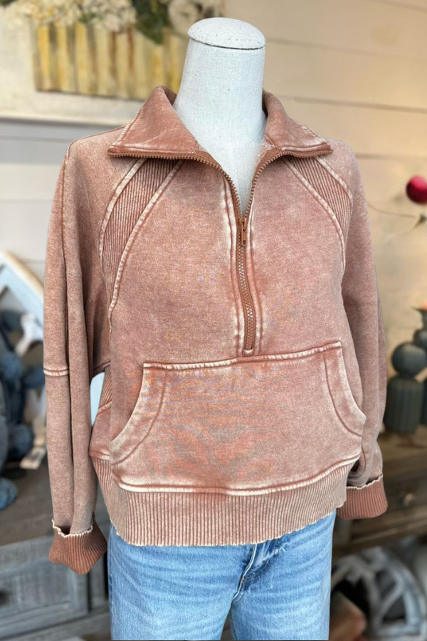 Mineral Washed Half Zip Sweatshirts