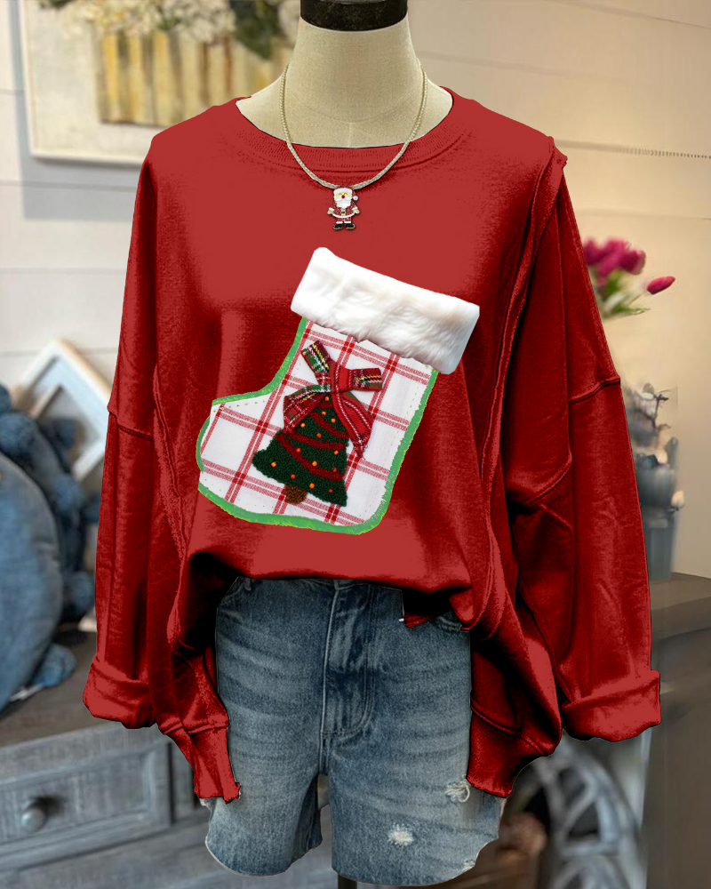 Christmas Stocking Embroidered Sweatshirt