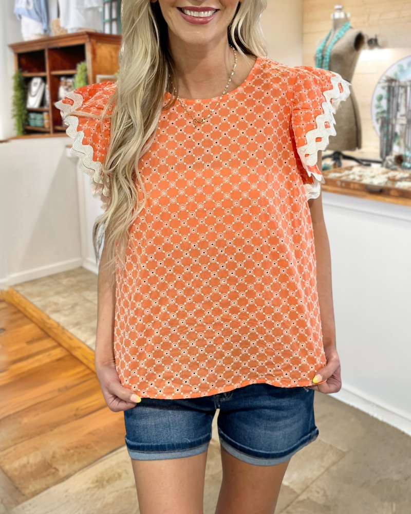 Polka Dot Check Ruffle Top