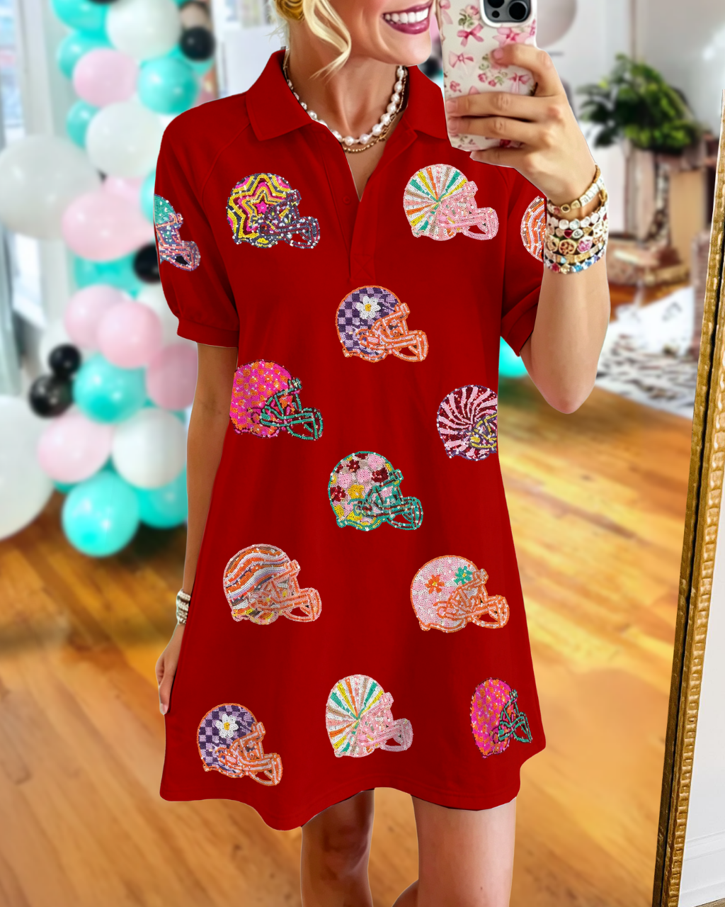 Sparkling Football Helmet Sequined Dress