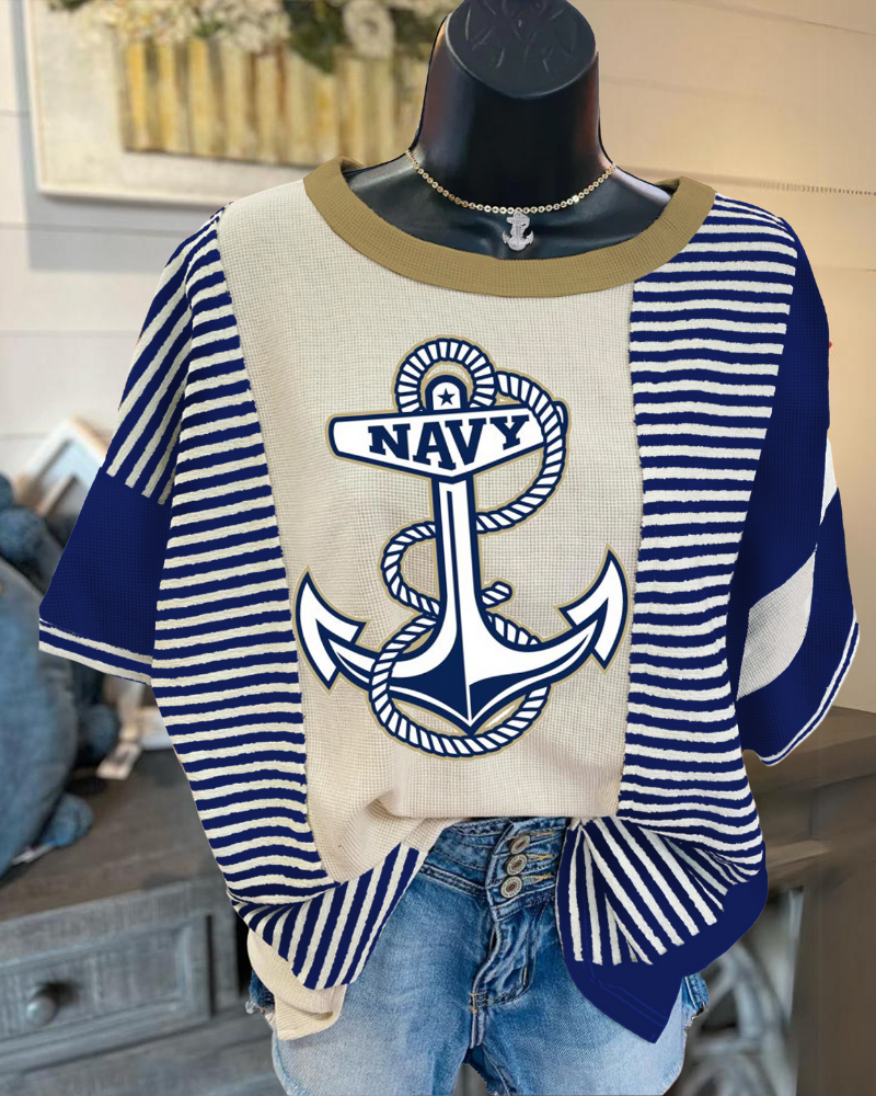 Naval Academy Anchor Striped T-Shirt