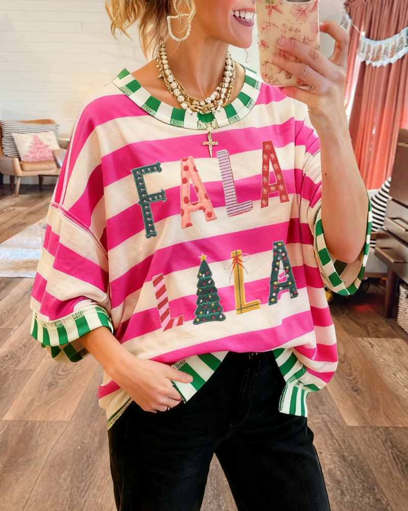 Christmas FALA LALA Striped T-shirt