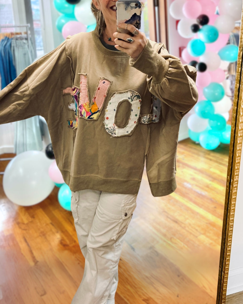 Colorful LOVE Patch Sweatshirt