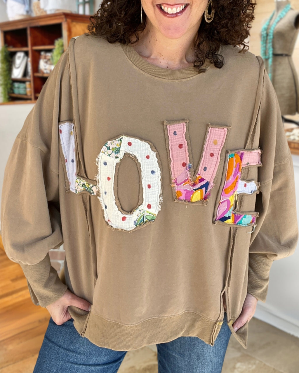 Colorful LOVE Patch Sweatshirt
