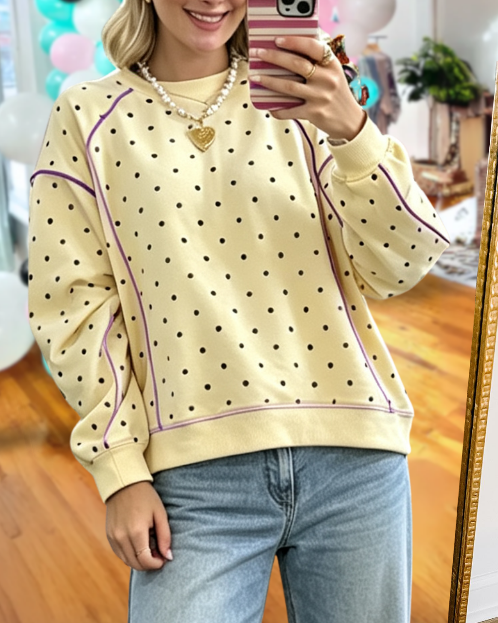 Chic Polka-Dot Sweatshirt