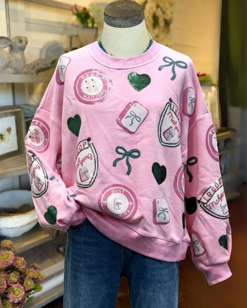 Mahjong Sequined Crewneck Sweatshirt