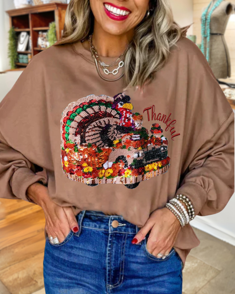 Thankful Turkey Sequin Sweatshirt