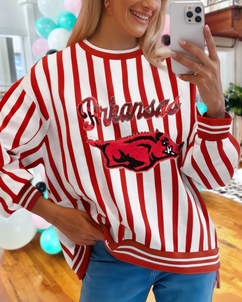 Arkansas Embroidered Striped Sweatshirt