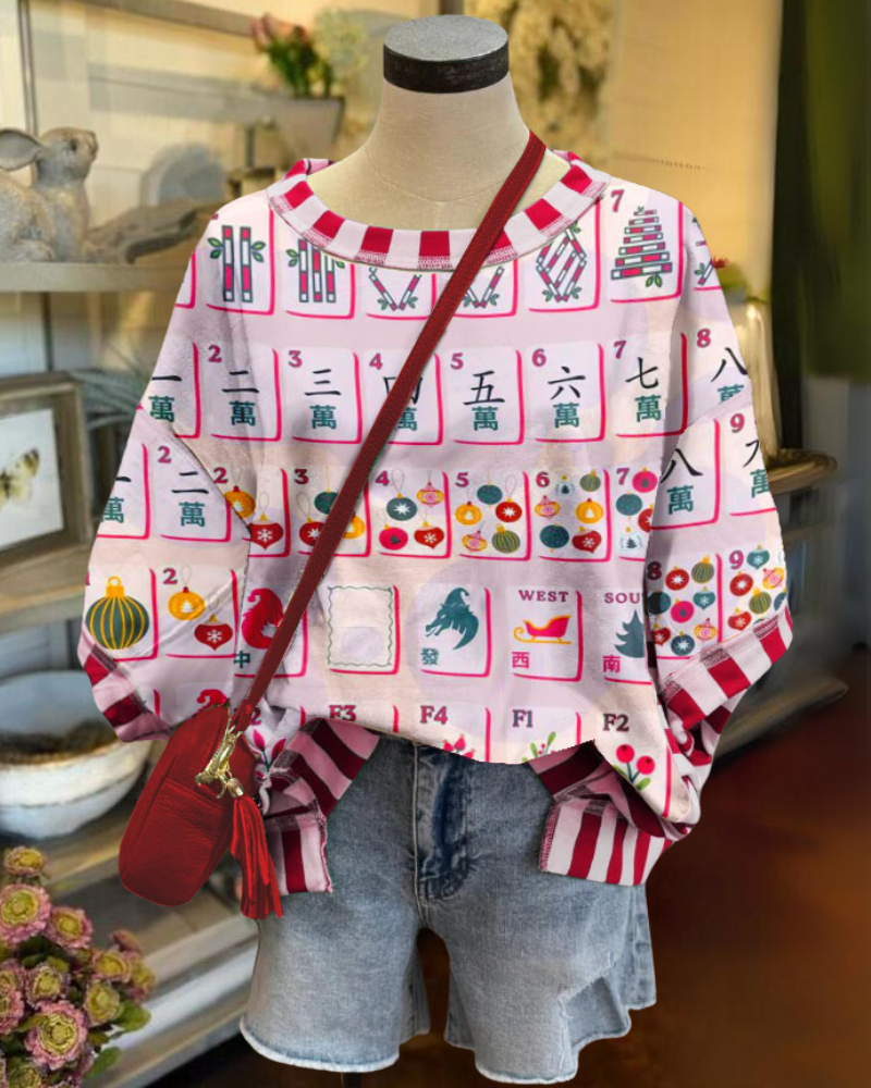 Mahjong Stripe Crewneck T-shirt