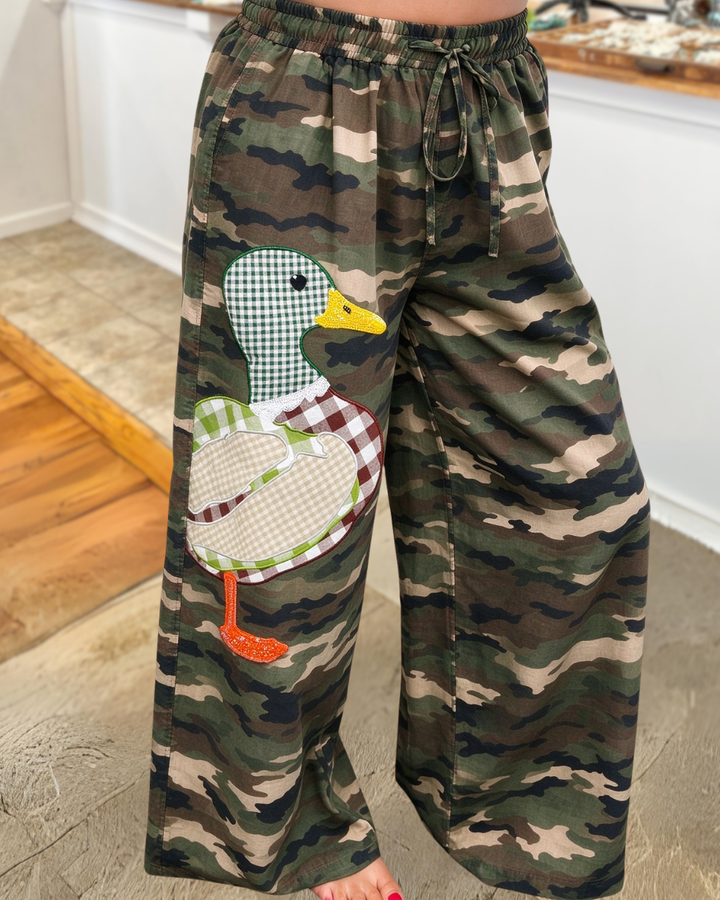 Wild Duck Plaid Embroidered Camouflage Pants
