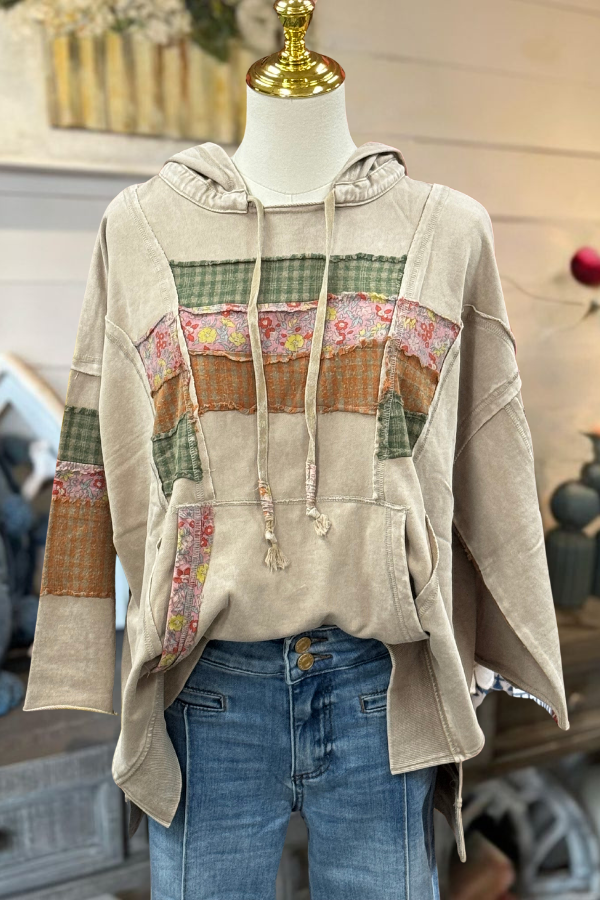 Oversized Mixed Patchwork Hoodie