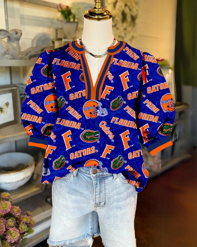 Florida Gators Puff Sleeve Satin Top
