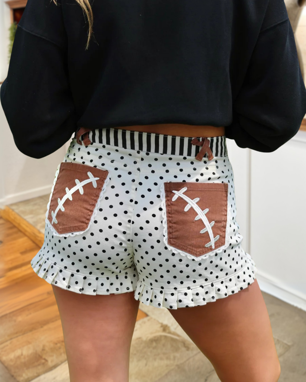 Football Embroidered Polka dot Shorts