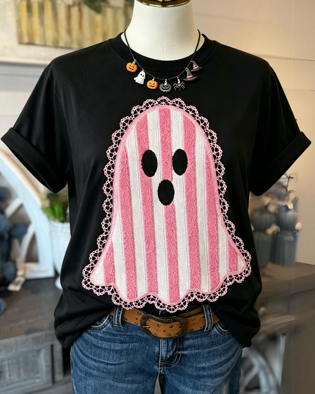 Cute Ghost Embroidery T-Shirt