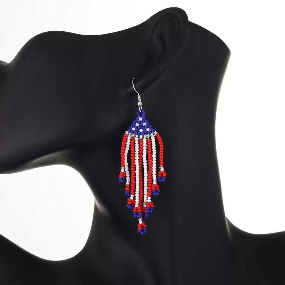 American Flag Beaded Earrings