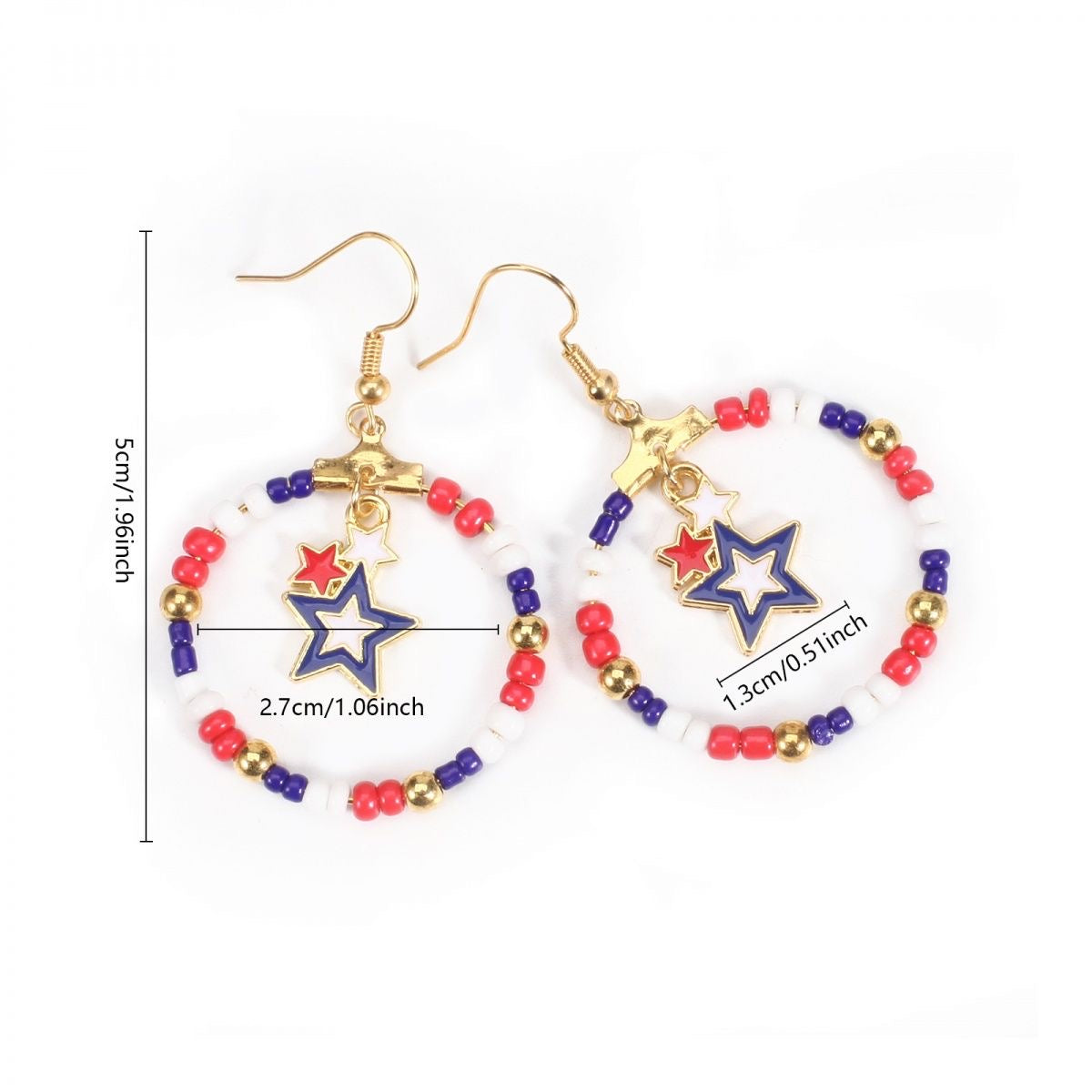 Independence Day Beaded Star Earrings