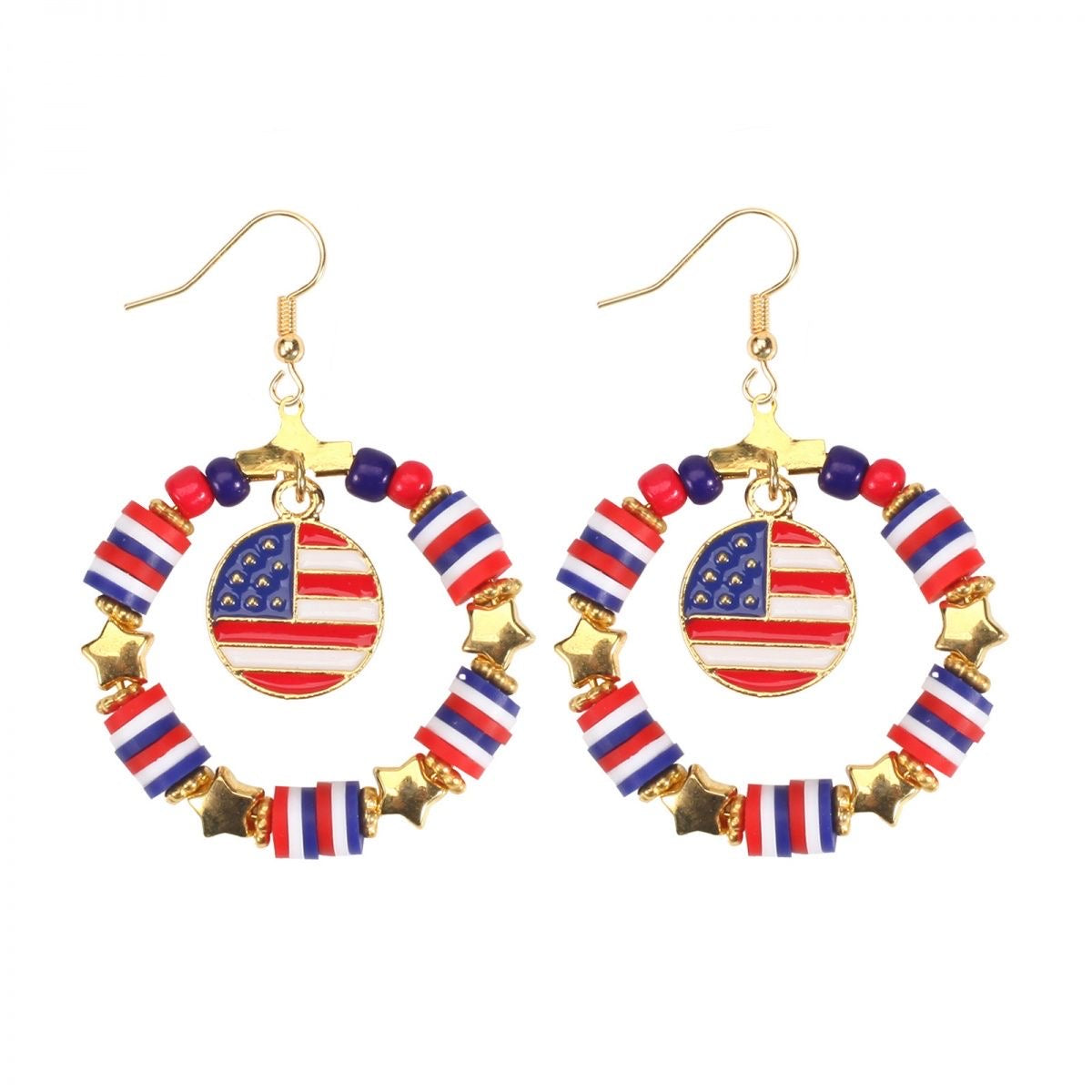 Independence Day Beaded Star Earrings