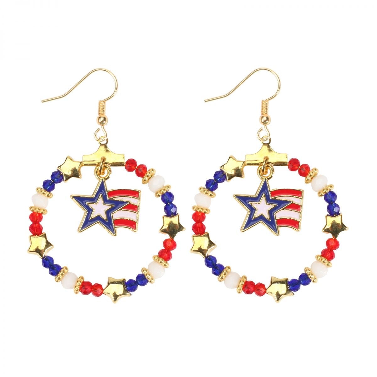 Independence Day Beaded Star Earrings
