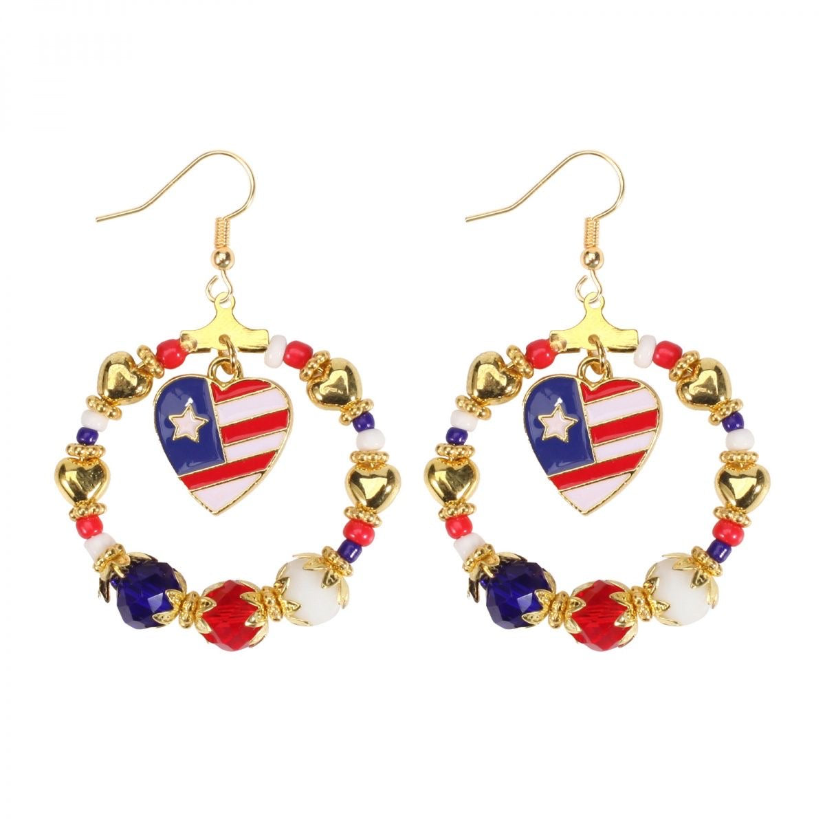 Independence Day Beaded Star Earrings