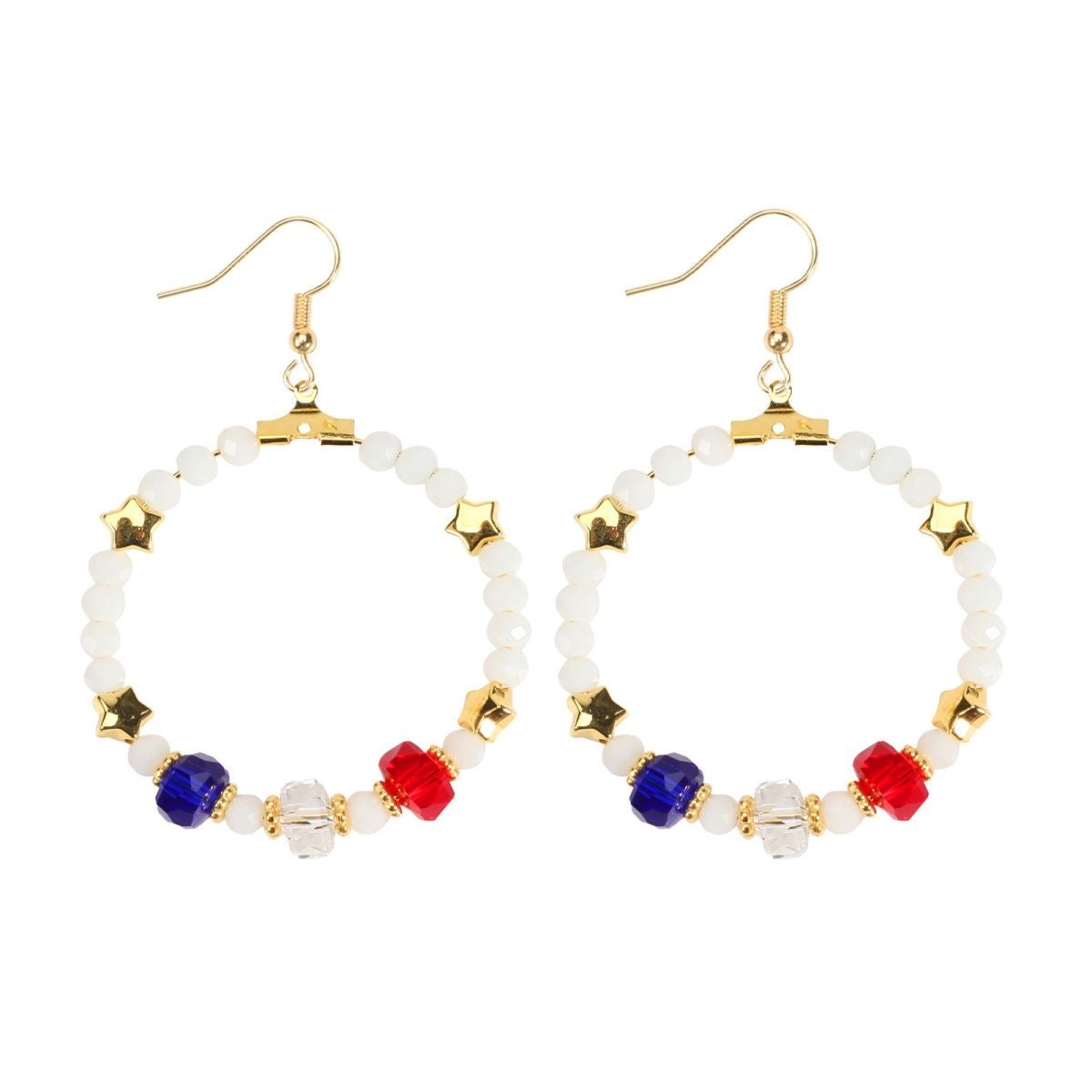 Independence Day Beaded Star Earrings
