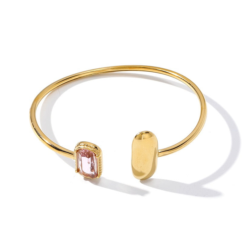 Faux Crystal Open Bangle