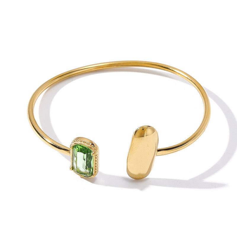 Faux Crystal Open Bangle
