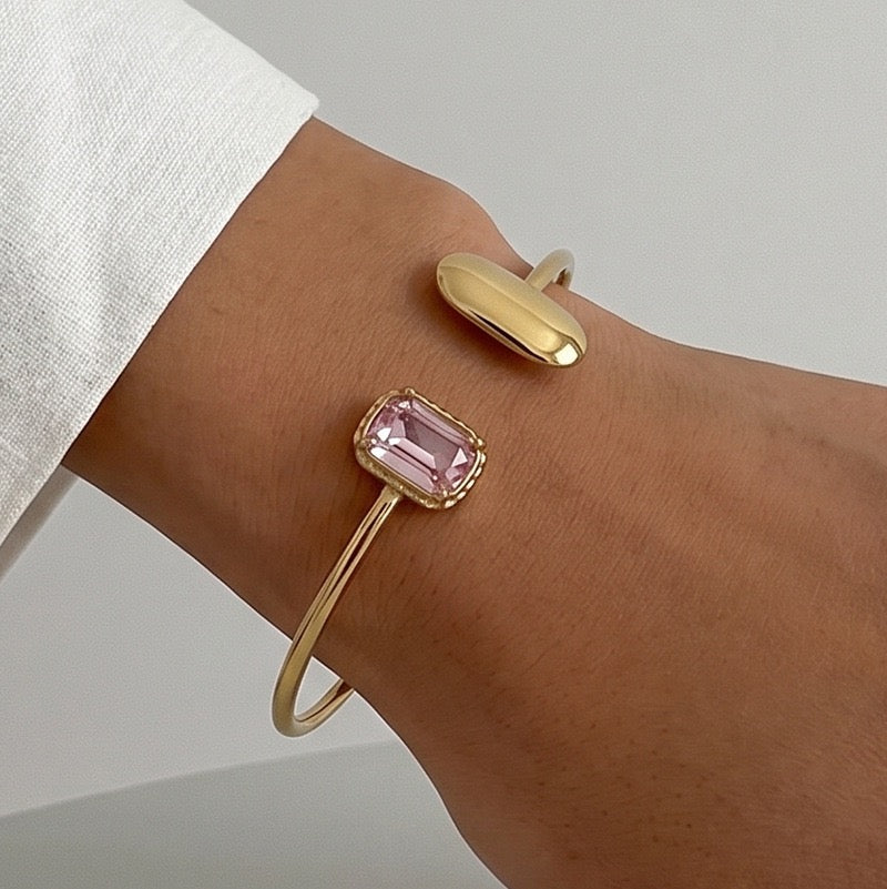 Faux Crystal Open Bangle