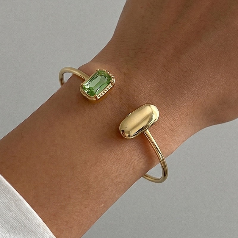 Faux Crystal Open Bangle