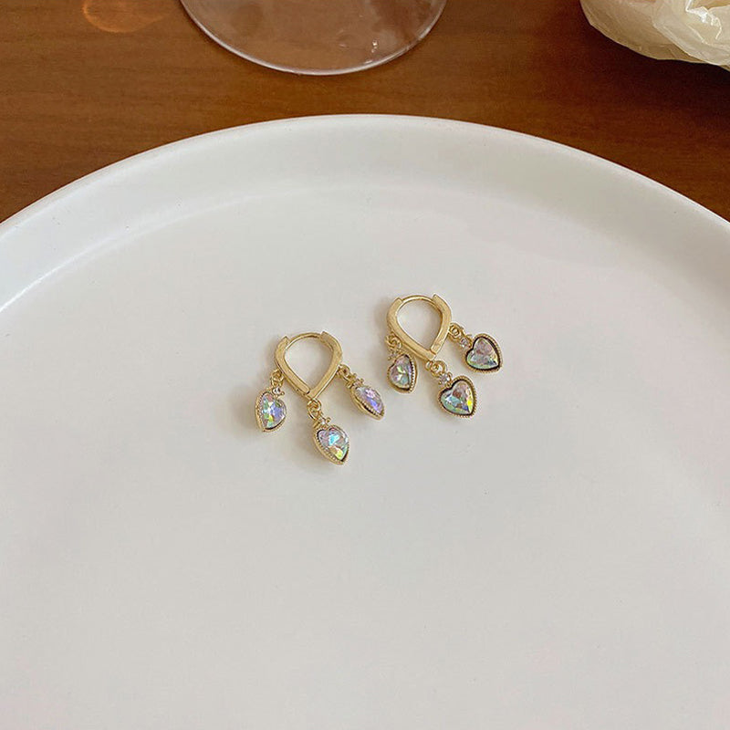 Heart-shaped Zircon Metal Earrings