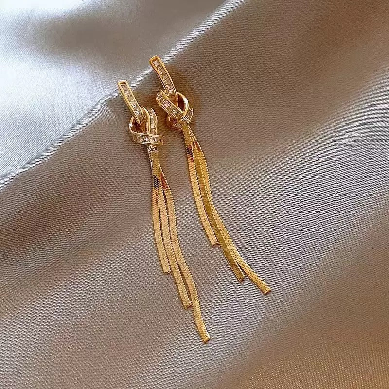 Bow-shaped Ribbon Metal Earrings