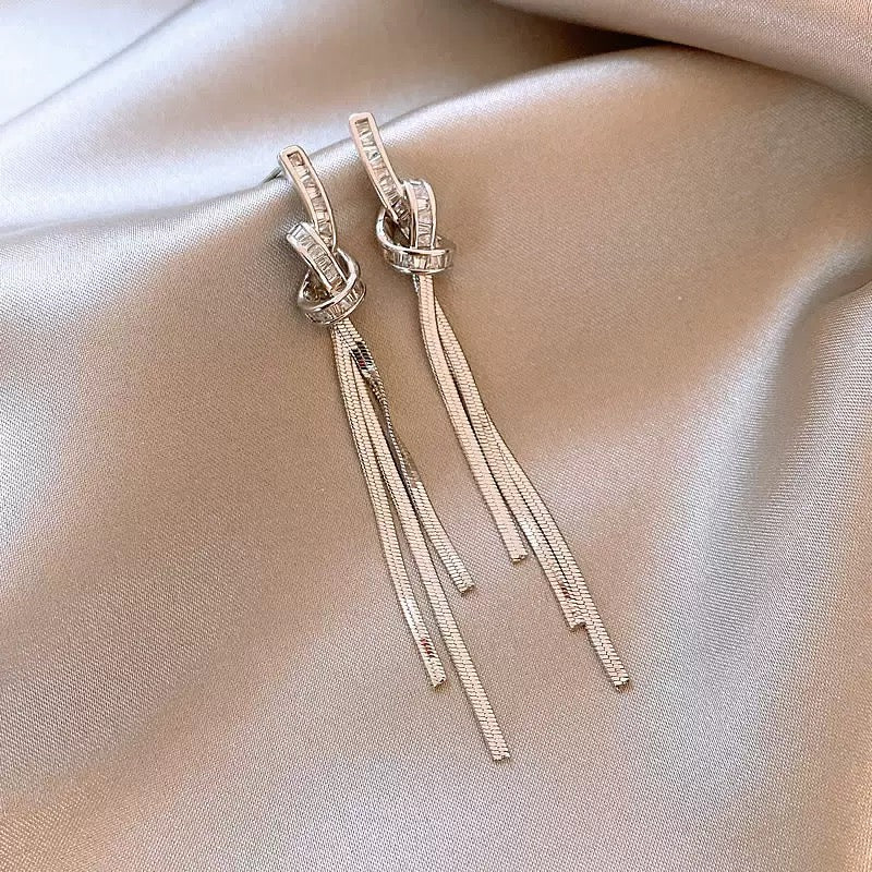 Bow-shaped Ribbon Metal Earrings