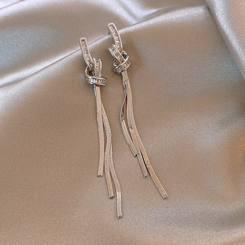 Bow-shaped Ribbon Metal Earrings