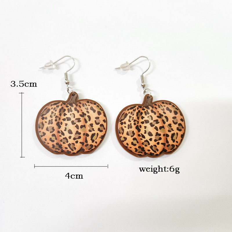 Leopard Print Pumpkin Earrings