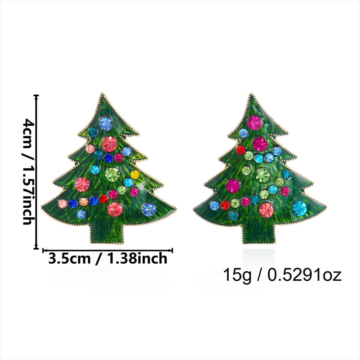 Glittery Pearl Christmas Tree Earrings