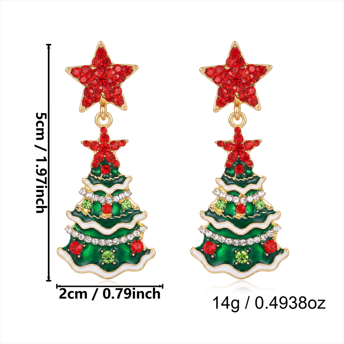 Glittery Pearl Christmas Tree Earrings