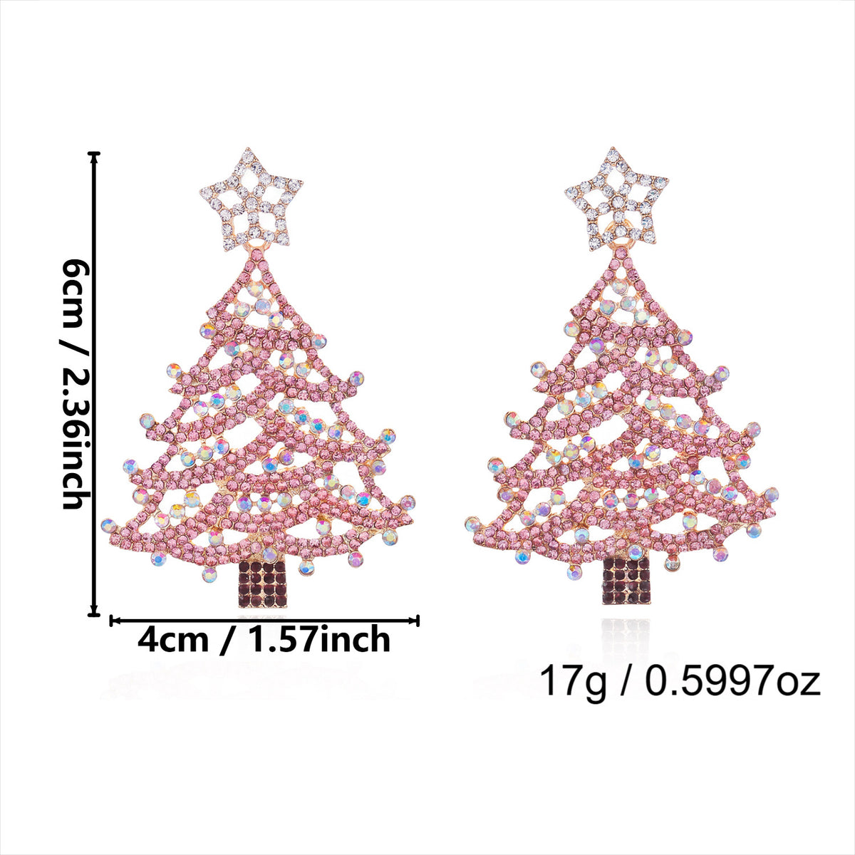 Glittery Pearl Christmas Tree Earrings