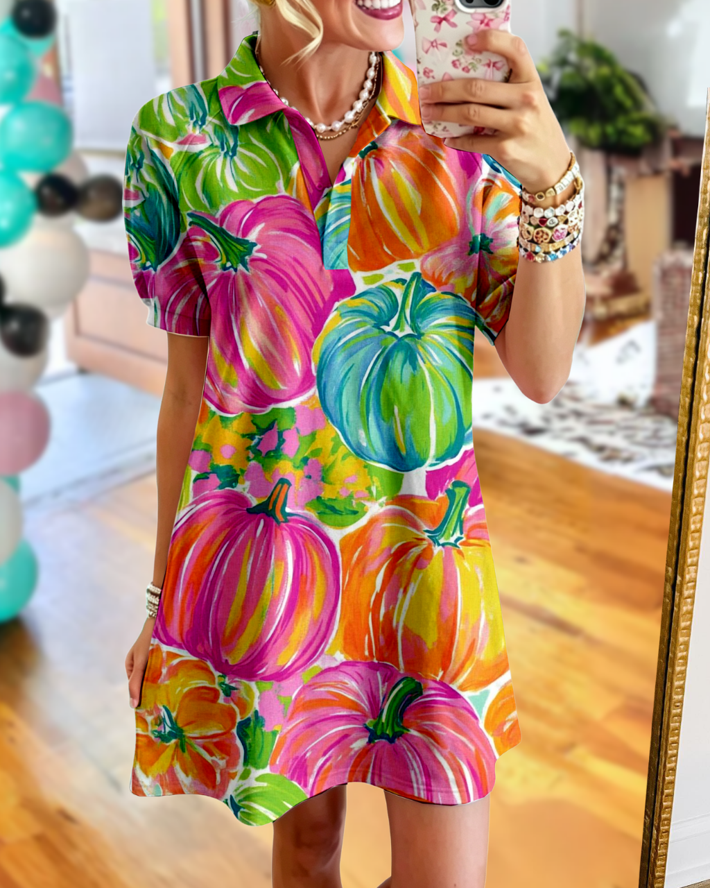 Multicolor Pumpkin Satin Dress